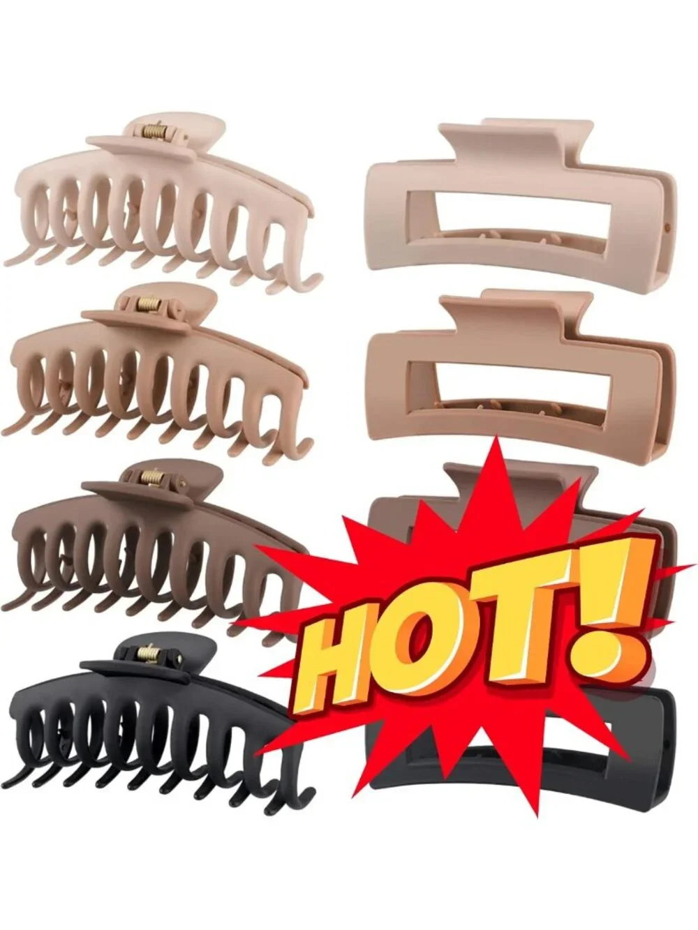 Large Hair Claw Clips for Women - Strong Hold Matte Banana Clips for All Hair
